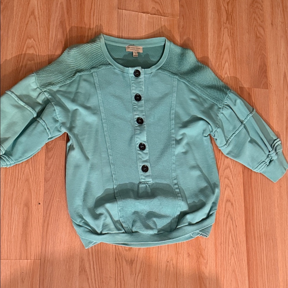Burberry Sage Green Button-Up Cardigan
